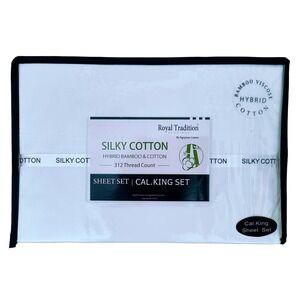 Luxury Bamboo Bed Sheet Set Hypoallergenic Cotton-Bamboo Blend California King